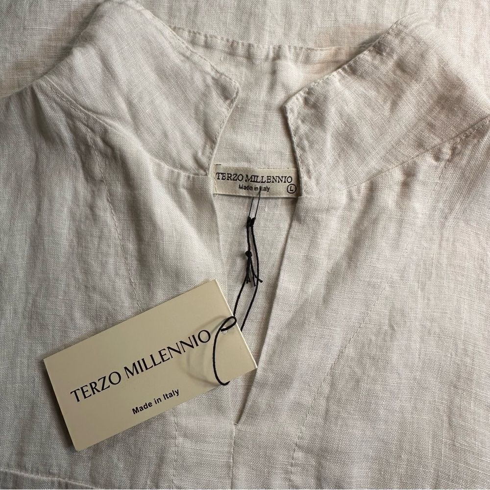 Terzo Millennio Sand Linen Made in Italy Shift Dress